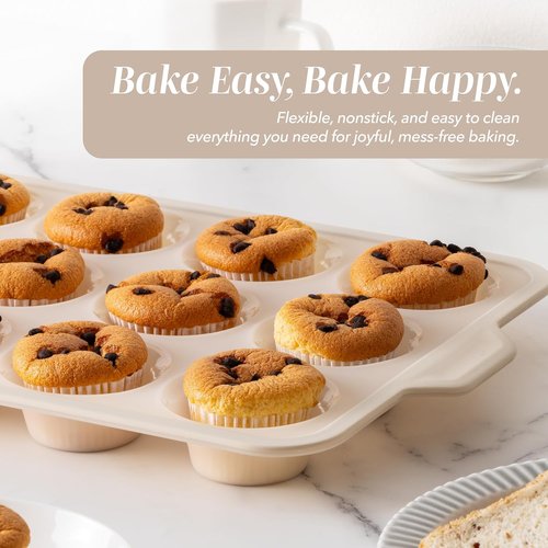 Cook With Color 17 Pc. Silicone Baking Pan Set - Non-Stick Muffin Pans with Sturdy Metal Frame | Easy Clean & Flexible Cake Molds