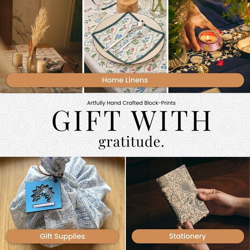 Decoy Galleries Reusable Cotton Napkin – Artisan Block-Printed Napkin with Floral Accents | Soft, Washable & Timeless Dining Table Décor for Everyday Gatherings (Blue Lotus | Set of 6)