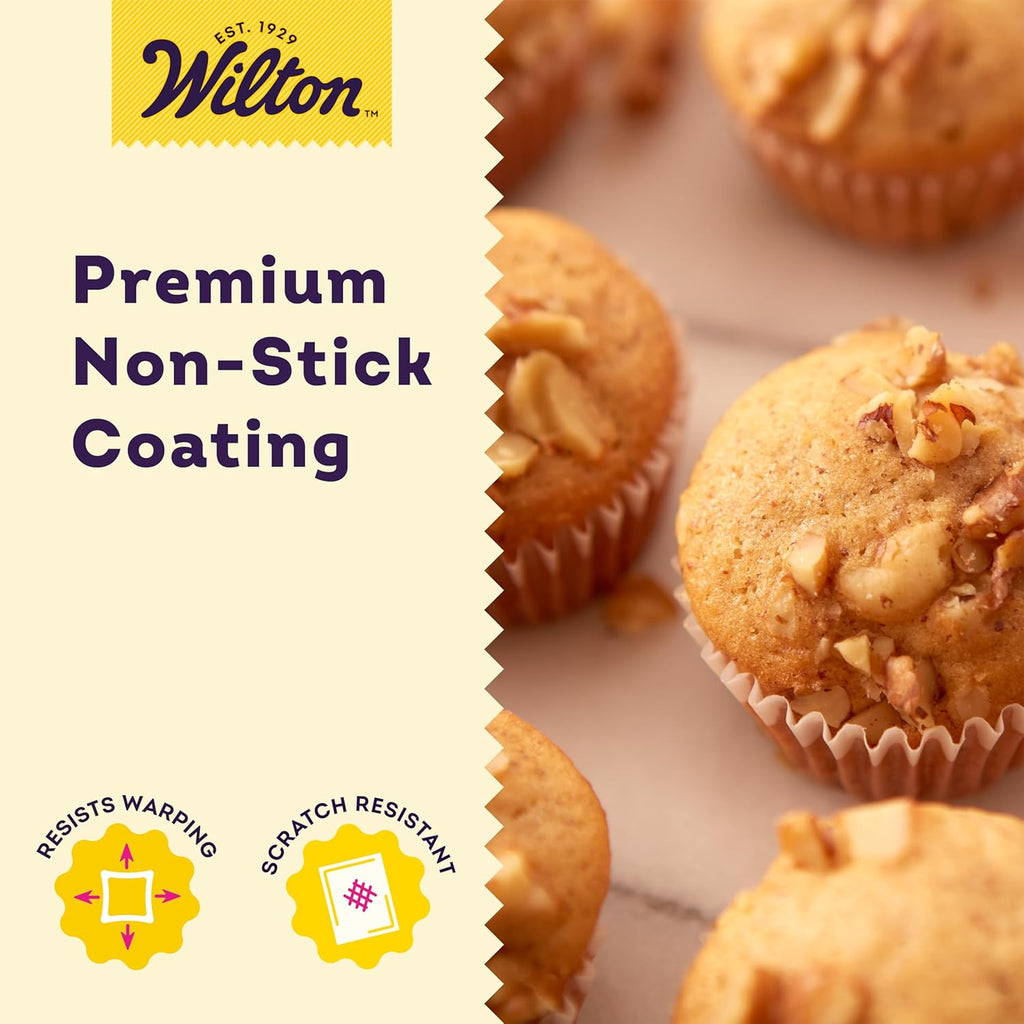 Wilton Gold Non-Stick Mini Muffin Pan - Perfect for Cupcakes & Muffins - PFAS-Free, Scratch Resistant | 16 x 10 x 1 Inch, 24 Cups