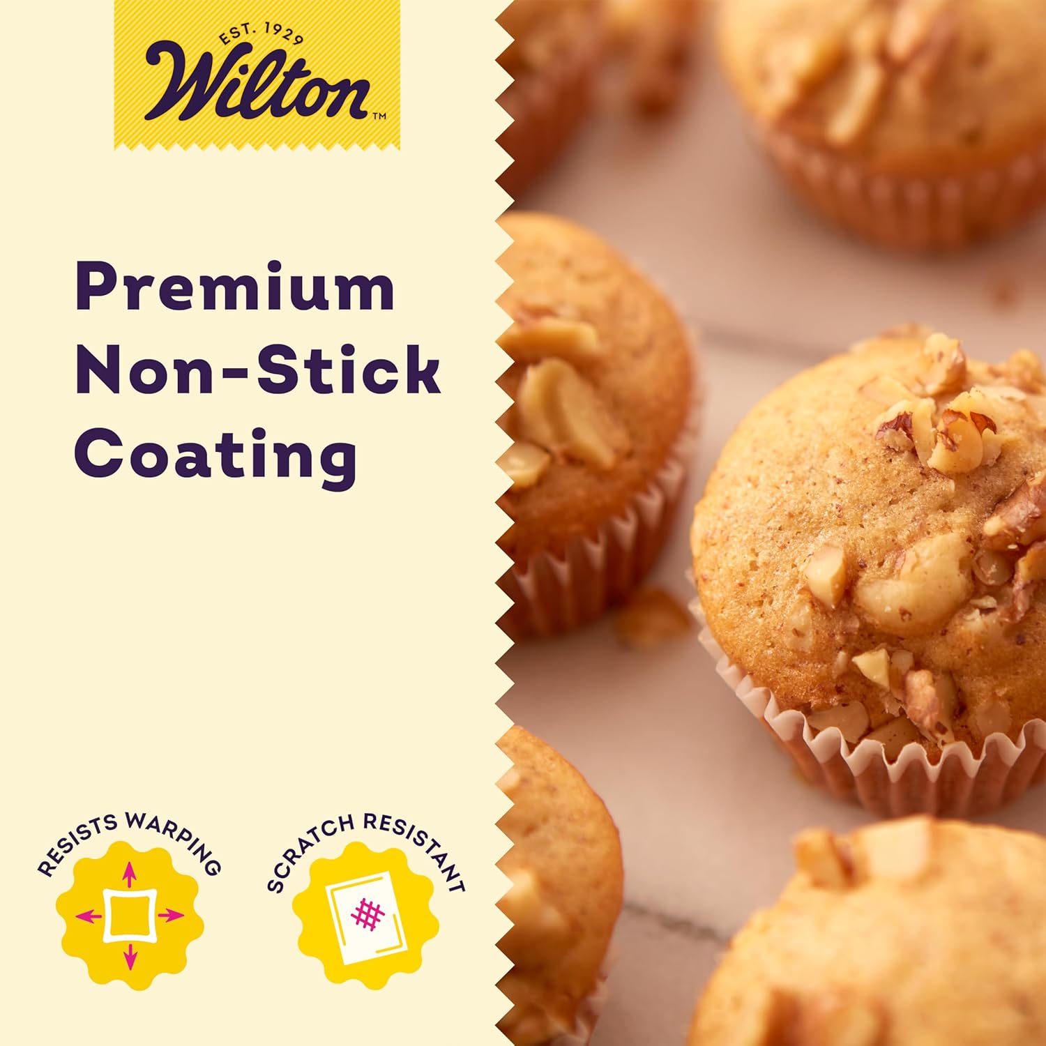 Wilton Gold Non-Stick Mini Muffin Pan - Perfect for Cupcakes & Muffins - PFAS-Free, Scratch Resistant | 16 x 10 x 1 Inch, 24 Cups