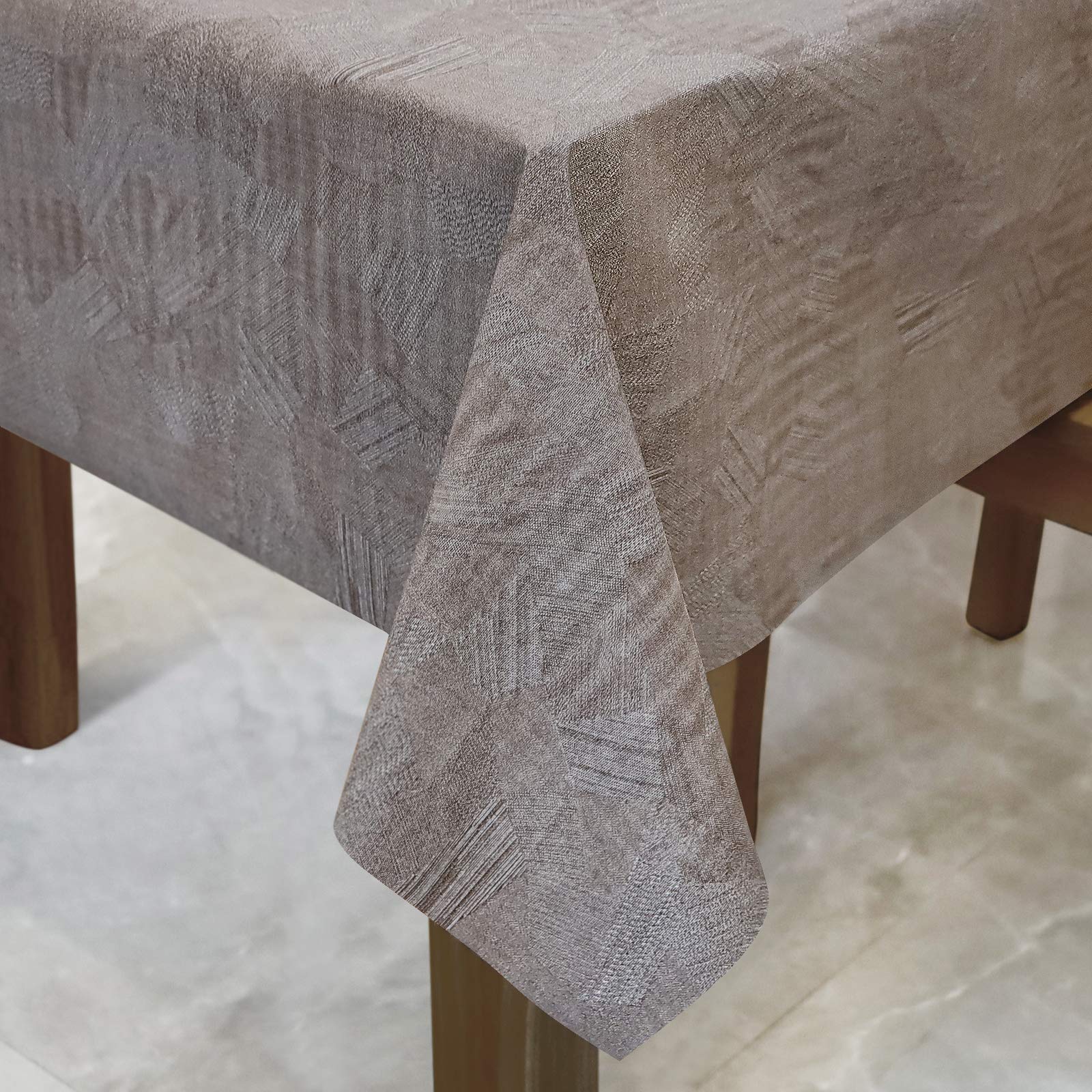 AIRCOWRIE Waterproof Vinyl Tablecloths, Heavy Duty Oil Proof Spill Proof Plastic Table Cloth, Wipe Clean PVC Table Cover for Spring Indoor and Outdoor Use (Brown, 54”×108”, Rectangle)