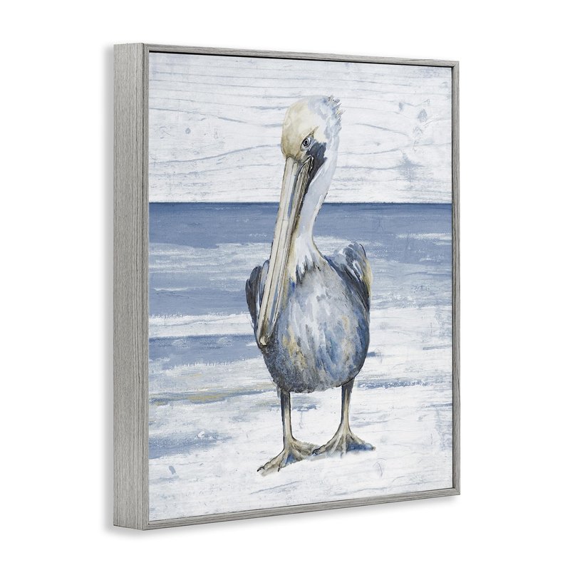 Stupell Industries Rustic Nautical Pelican Framed Giclee Art by Patricia Pinto