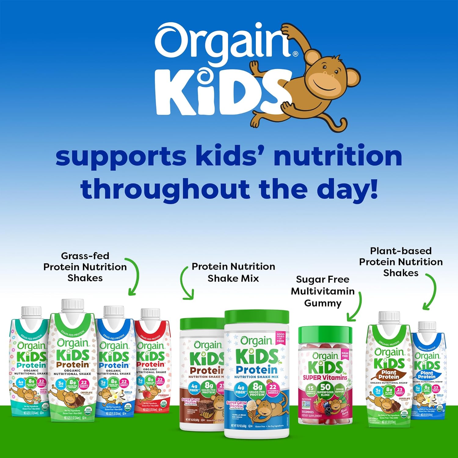 Orgain Organic Kids Protein Shake - Chocolate Flavor, 8g Dairy Protein, Gluten Free, 8.25 Fl Oz (Pack of 12)