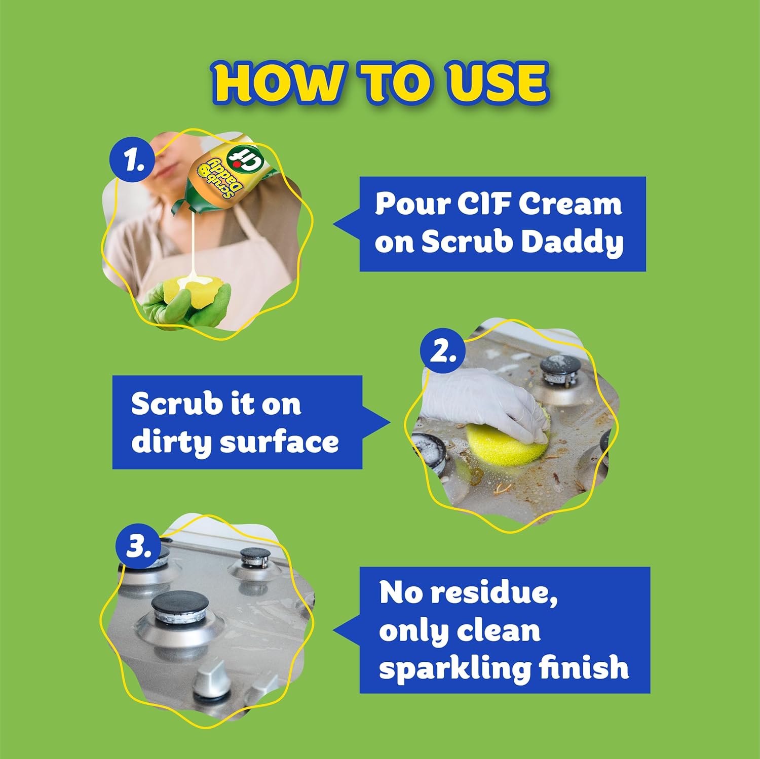 Scrub Daddy Scrub Mommy | All-Purpose Cleaner with Cif Cream - Non-Scratch Sponge for Kitchen & Bathroom Cleaning