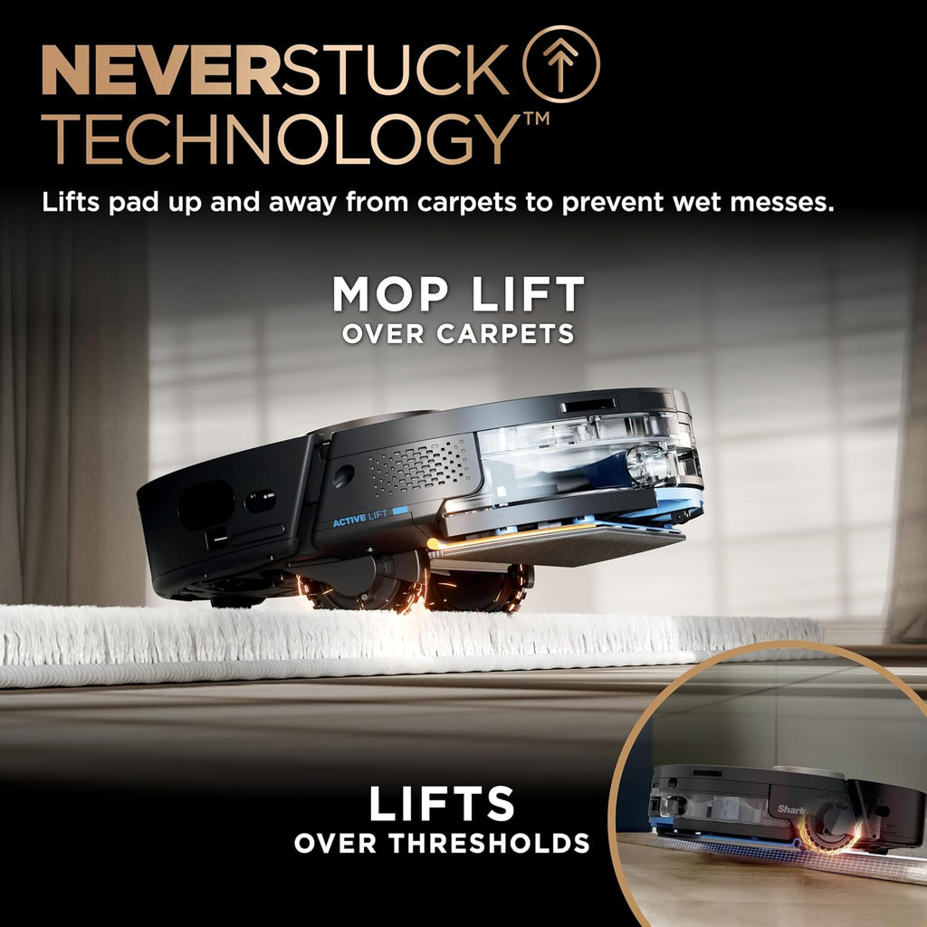 Shark Robot Vacuum & Mop Combo - PowerDetect NeverTouch Pro, Self-Emptying & Self-Cleaning, Black