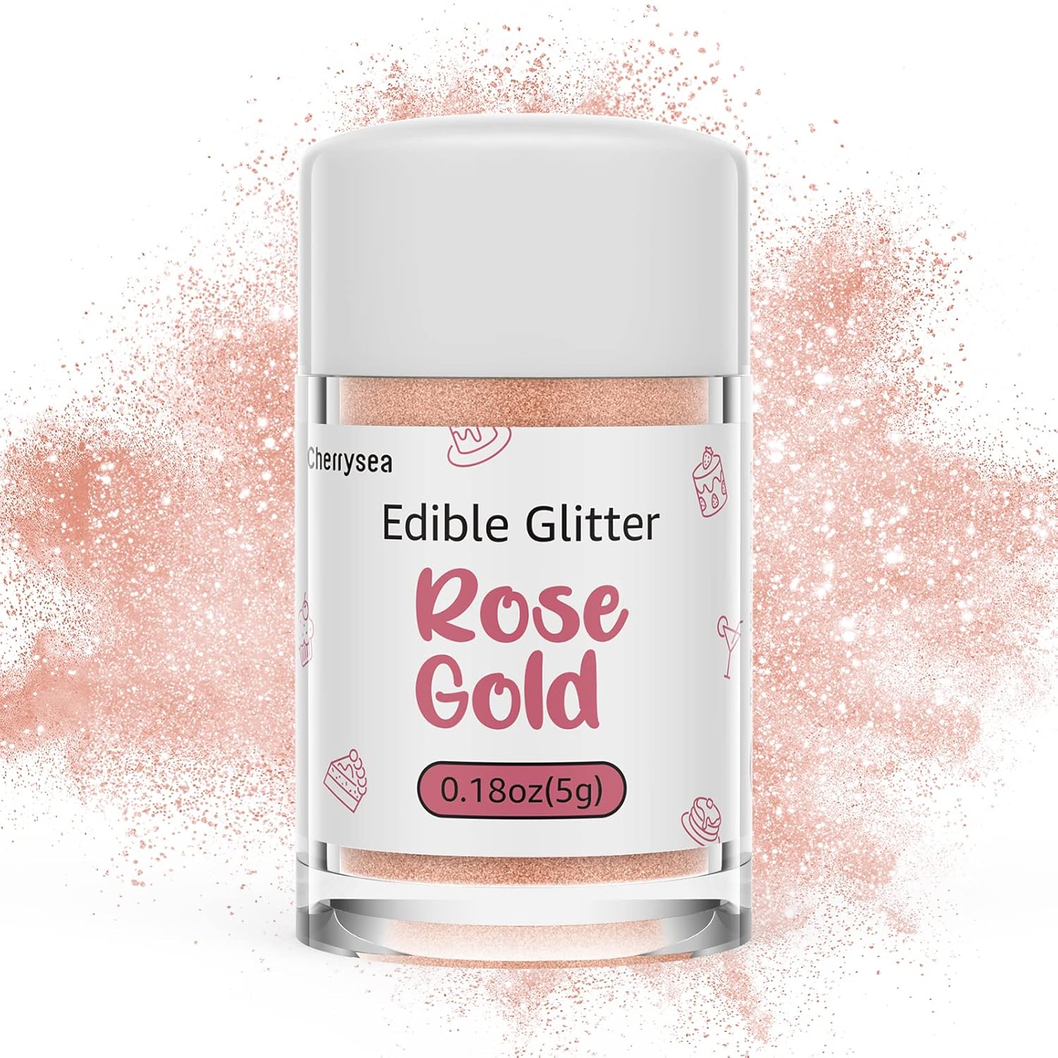 Skiennix Edible Glitter Spray - Food Grade Rose Gold Glitter for Drinks, Cakes, and Cupcakes