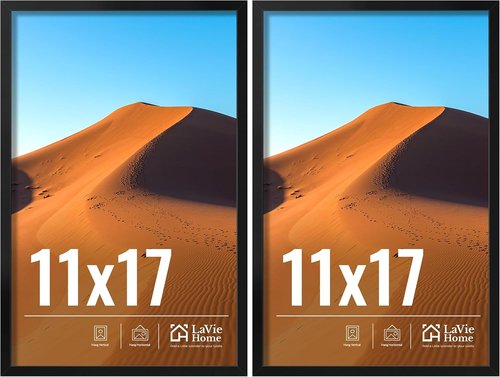 LaVie Home 11x17 Picture Frame - Classic Black Display Frame with HD Plexiglas | 2-Pack for Vertical or Horizontal Use