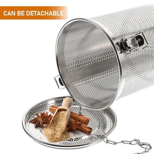 Yardwe Stainless Steel Spice Infuser Basket with Chain Hook, Extra Fine Mesh Soup Strainer for Cooking, Seasoning, and Brewing Tea, 5.51x5.51x5.90 Inch