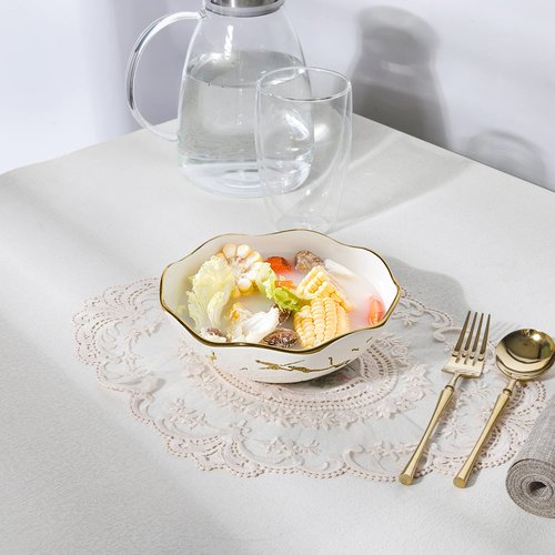 Fanquare 16oz Gold Marble Pasta Bowls Set of 4, 7" Porcelain Salad and Cereal Bowls, Modern Kitchen Serving Set