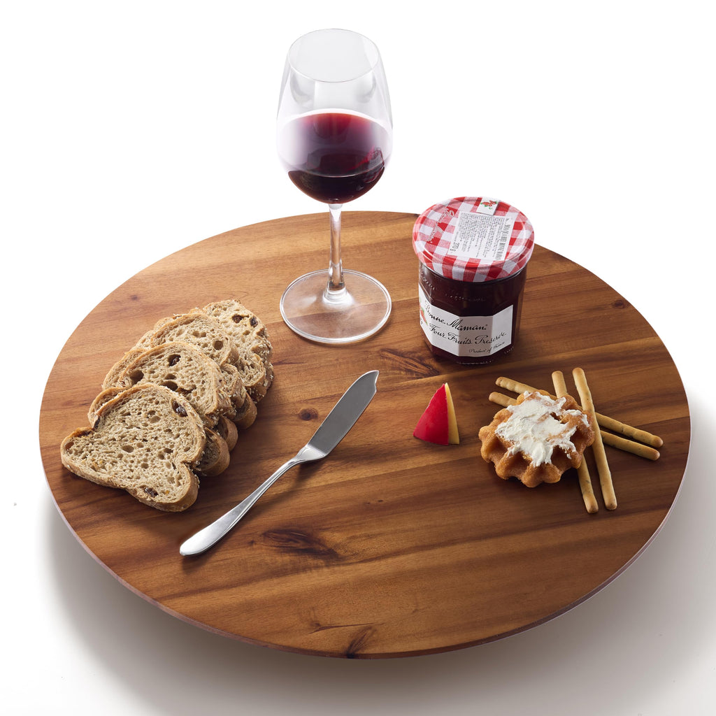 TIDITA 18" Acacia Wood Lazy Susan for Table Top - Wooden Turntable Serving Tray for Charcuterie Boards Cheese Board - Extra Large Round Lazy Susan Organizer - Kitchen Revolution for Countertop