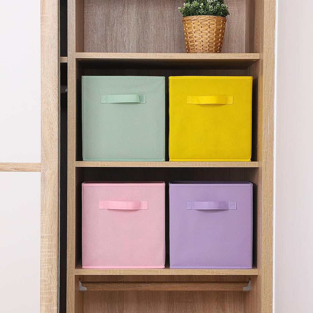 Stero Fabric Storage Bins - 6 Pack Durable 13x13 Inch Colorful Cube Baskets with Handles for Home Organization