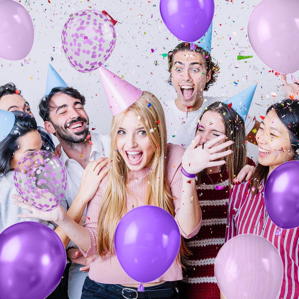Skiennix 12-Inch Pearl Metallic Light Purple Balloons - 50PCS Confetti for Birthday & Wedding Decor