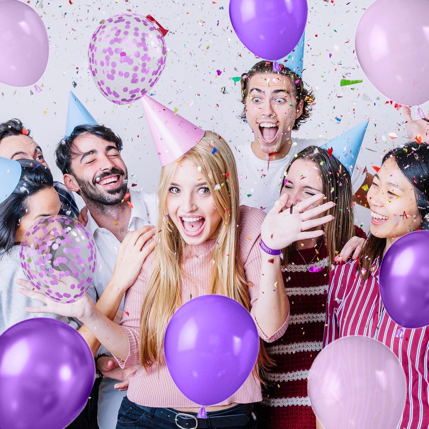 Skiennix 12-Inch Pearl Metallic Light Purple Balloons - 50PCS Confetti for Birthday & Wedding Decor
