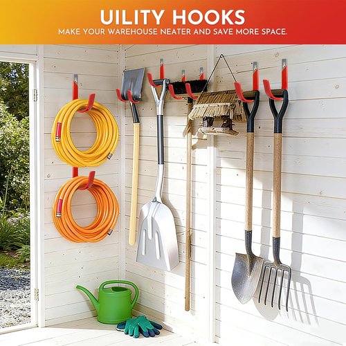 Heavy Duty Metal Garage Hooks by [Brand Name] - Wall Mount Utility Storage Hangers | 2 Pack for Garden & Yard