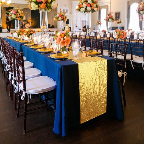 yuboo Gold Sequin Table Runners, 2 Pack Glitter 12''x108'' Table Cloth for Graduation Decorations/Birthday/Wedding/Bridal Baby Shower/Christmas Gold Party Decorations