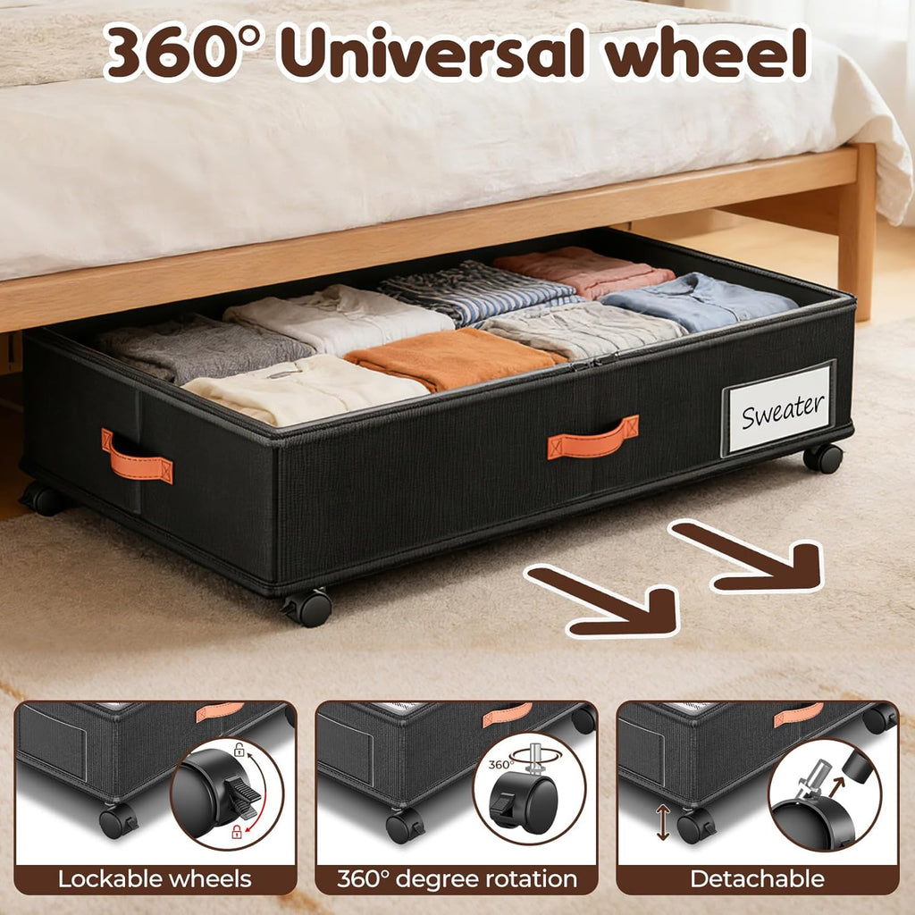 Under Bed Storage Containers by [Brand Name] - 66L Rolling Drawers with Clear Lids | 2-Pack for Clothes & Shoes (30” L x 16.2” W x 7.5” H)