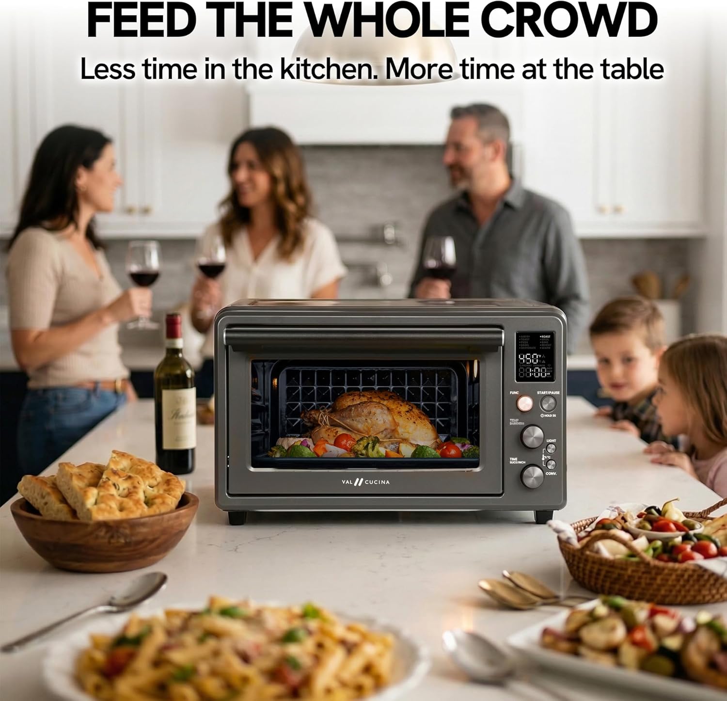 Val Cucina Non-Toxic Air Fryer Toaster Oven Combo - 26.3 QT Convection Oven | Fits 12” Pizza & 6-Slice Toast