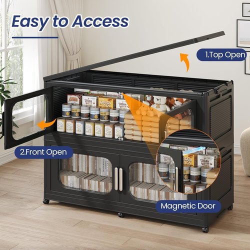250GAL Extra Large Storage Bins - Stackable Collapsible Containers with Lids & Wheels | 5-Pack Black