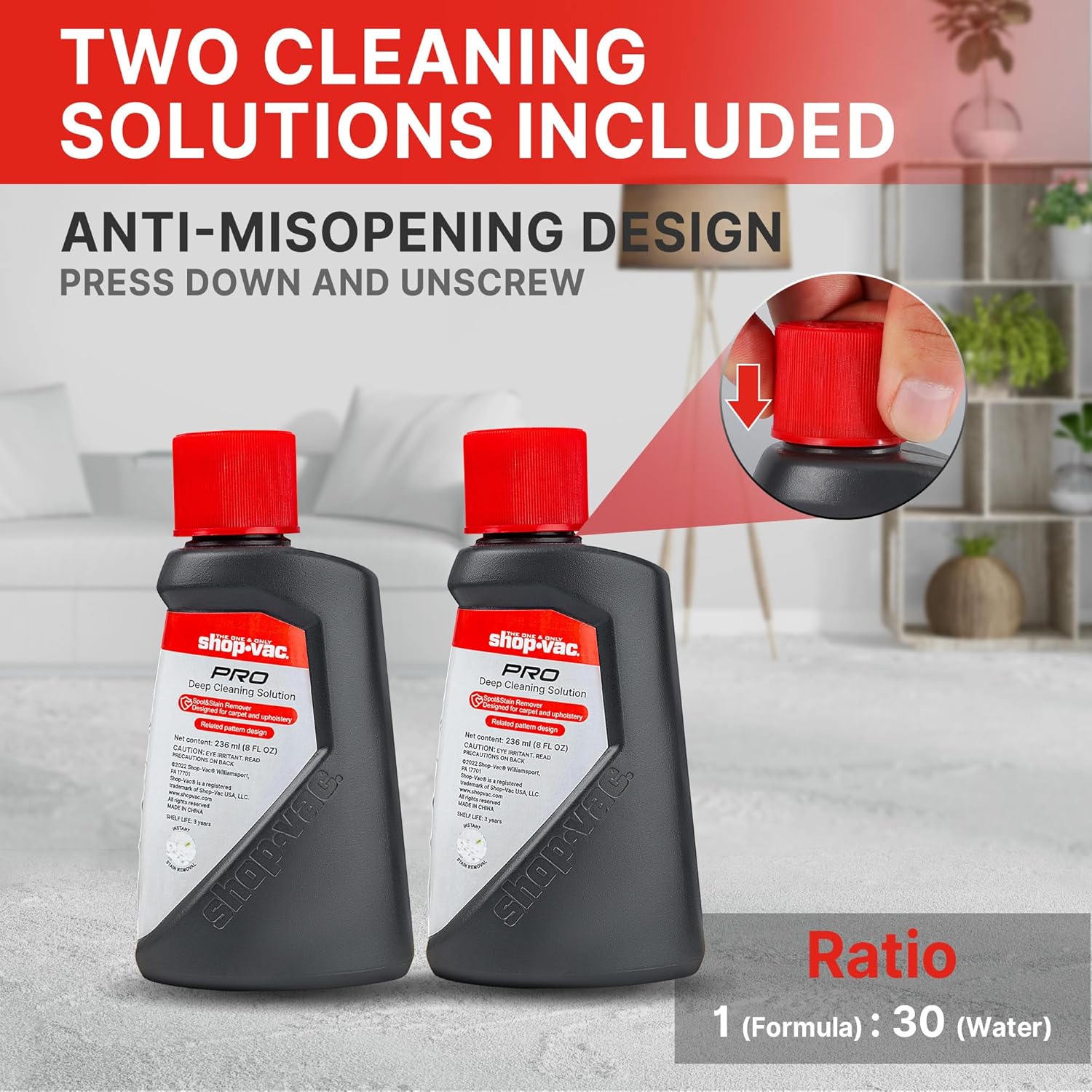 Shop-Vac Portable Carpet Cleaner - Powerful Spot Cleaner for Pet Stains | Lightweight Design with Two Solutions