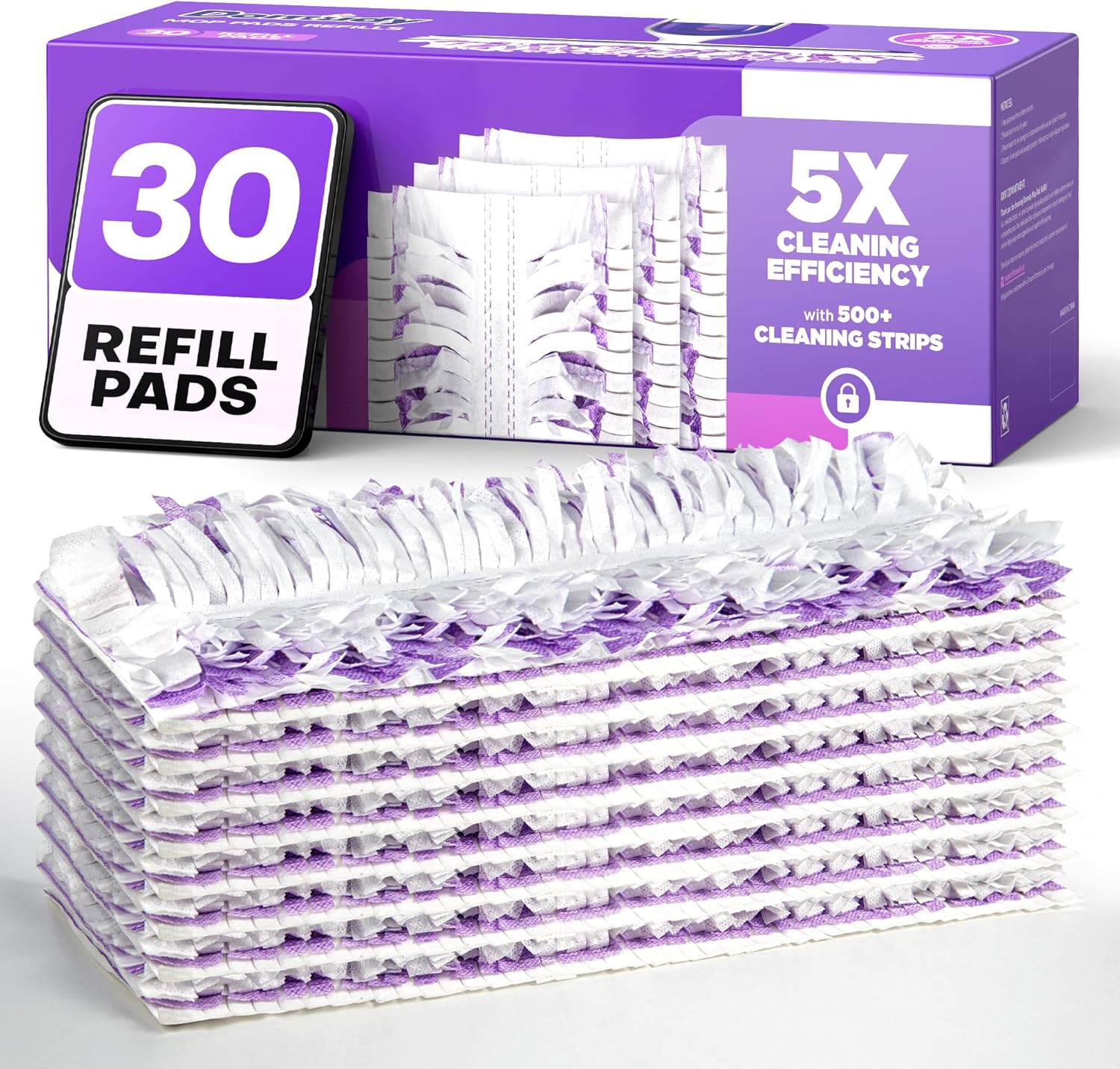 Skiennix 5X Cleaning Power Mop Refills - 30 Count Multi-Surface Disposable Pads for Swiffer Power Mop