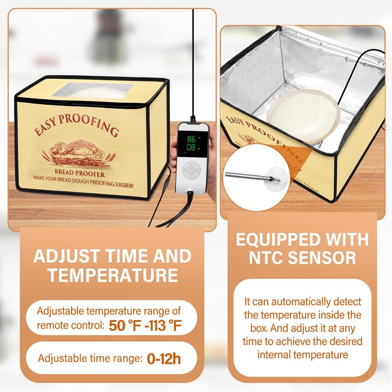 New Upgraded Bread Proofing Box, Windspeed Dough Proofing Box Temperature Control and Timer Controller Dough Proofer with Heater for Bread, Pizza and Yoghurt Making