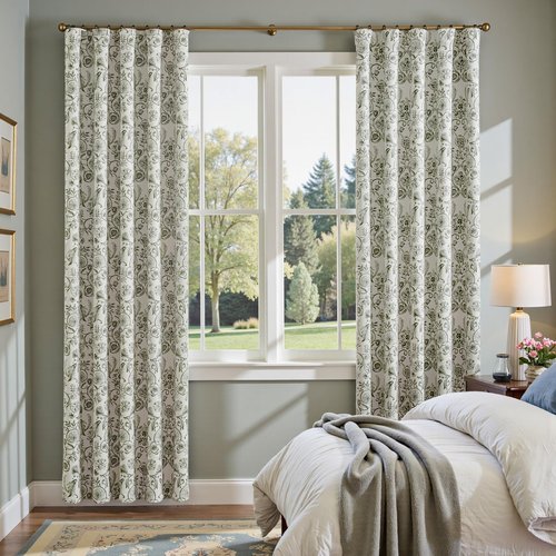 jinchan Floral Blackout Curtains for Bedroom Living Room 84 Inches Length Farmhouse Curtains Room Darkening Vintage Drapes Traditional Rod Pocket Window Treatment 2 Panels Set Sage Green on Beige