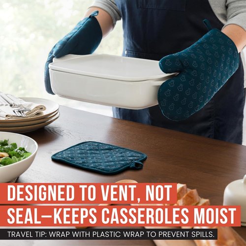 Chef Pomodoro Casserole Dish - Elegant White Ceramic Baking Dish with Lid | 15.5" x 9.3" for Lasagna & Roasting