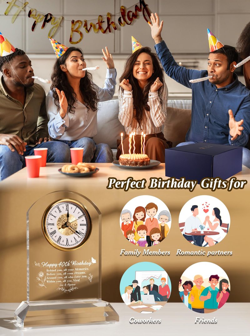 DEEWISH 90th Birthday Gift Quartz Desk Clock – Elegant Home Blessing Decoration for Parents, Grandparents, Friends, Mom, Dad, Happy 90 Years Birthday Decoration for Women Men