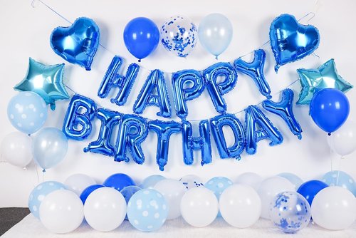 Blue Birthday Decorations by [Brand Name] - Happy Birthday Balloons & Polka Dot Confetti | Perfect for Boys' Parties