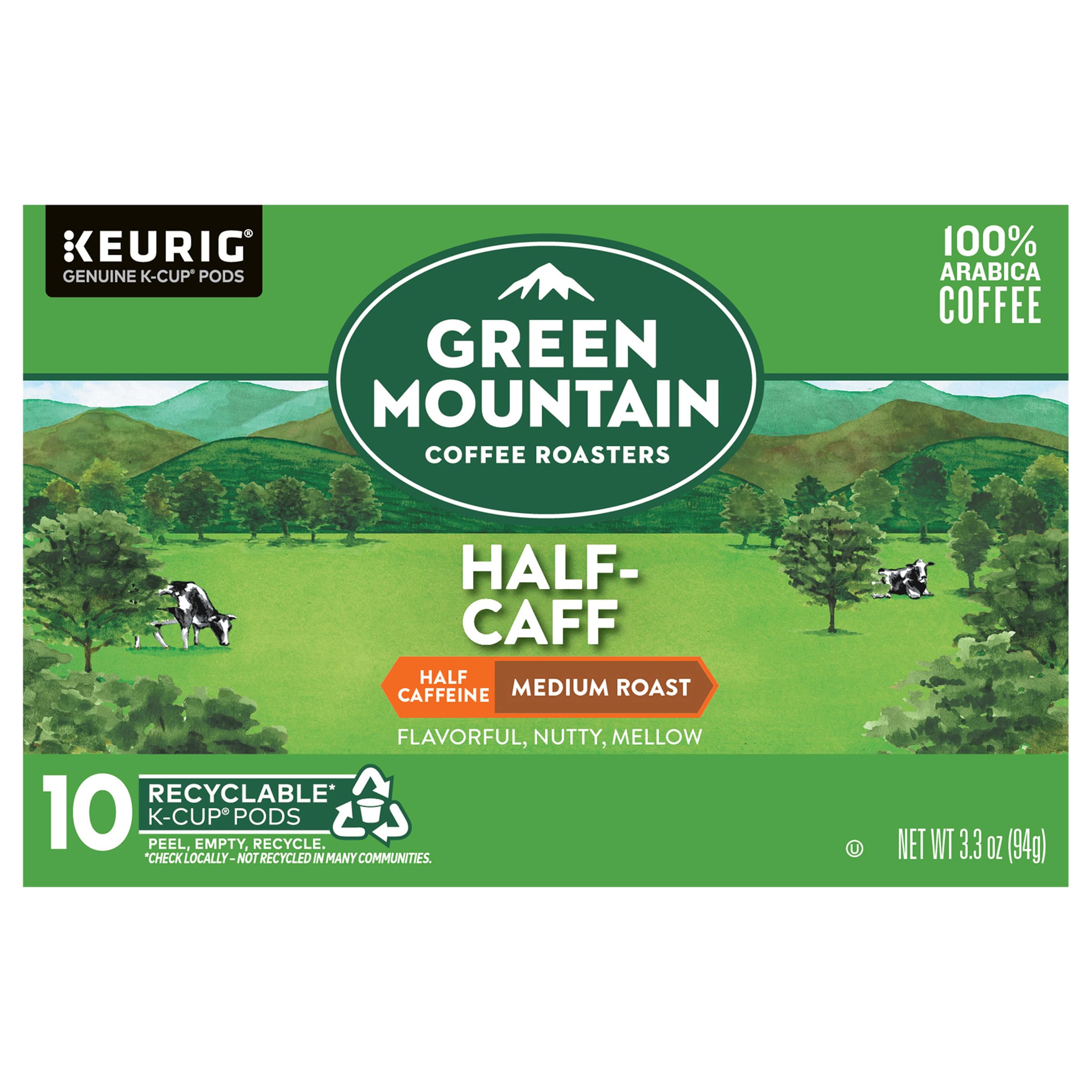 Green Mountain Coffee Roasters, Half-Caff Medium Roast Coffee, 3.3 Ounce