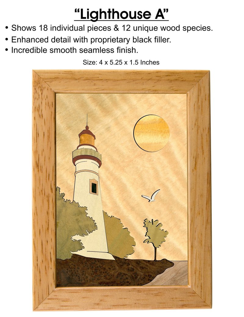 Wood Lighthouse Box - Handmade USA - Unmatched Quality - Unique, No Two are the Same - Original Work of Wood Art. A Lighthouse Gift, Ring, Trinket or Wood Jewelry Box (#4502 Lighthouse 4x5x1.5)