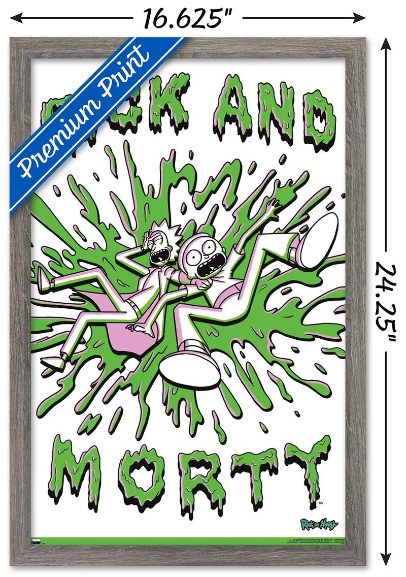 Trends International Rick and Morty - Acid Wall Poster, 22.4L x 14.7W, Barnwood Framed Version