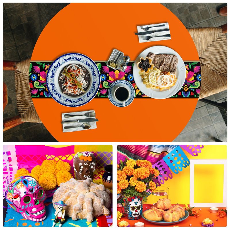 Oudain 6 Pcs Mexican Round Tablecloth 84 Inch Fiesta Plastic Table Cover Mexican Waterproof Disposable Table Cloth Decorative Day of the Dead Tablecloth(Multicolor)