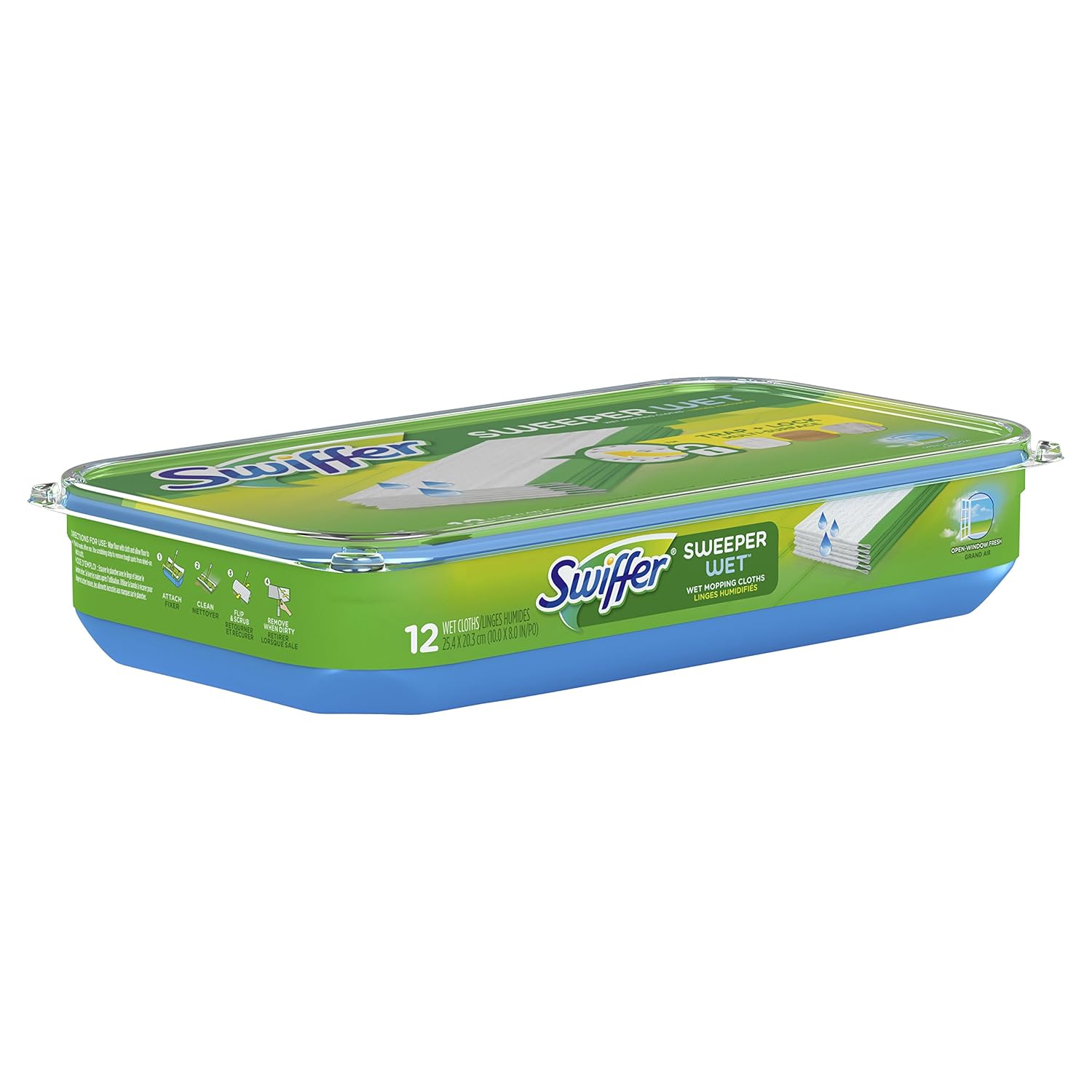 Swiffer Sweeper Wet Mopping Pads - Multi-Surface Refills with Open Window Fresh Scent | 12 Count