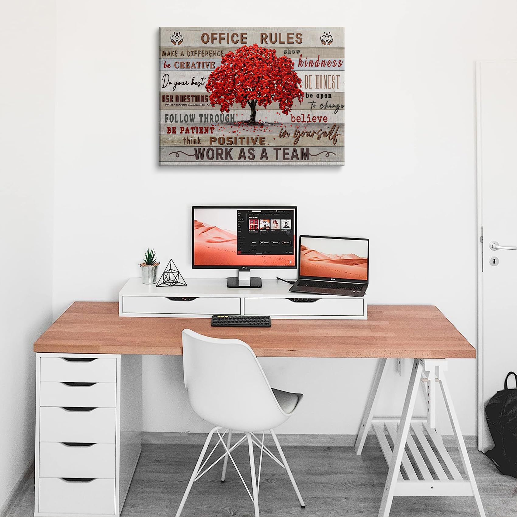 HDXUFJQ Office Inspirational Wall Art Office Rules Canvas Wall Decor Team Rules Motivation Positive Quotes Pictures Prints Teamwork Painting for Home Office Ready to hang(24"x36")