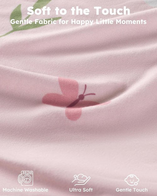Baby Crib Sheets - Soft Breathable Microfiber Fitted Sheets for Standard Crib | 2-Pack Pink Tulips, 52" x 28"