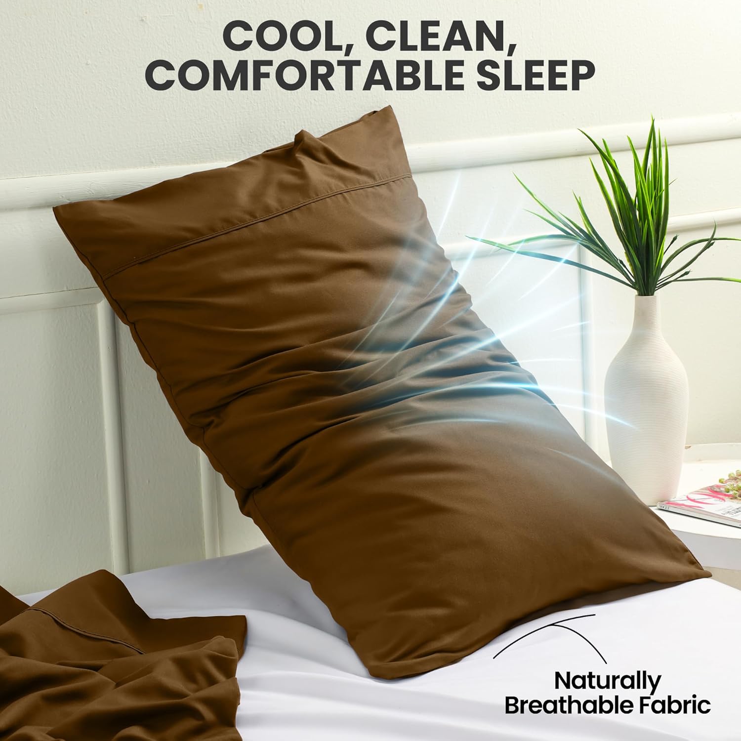 Utopia Bedding Standard Pillow Cases - Soft Brushed Microfiber - 2 Pack, Mocha | 20 X 26 Inches