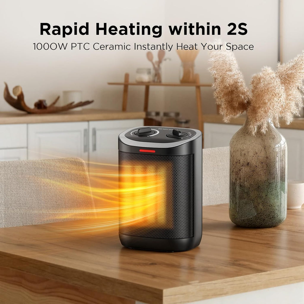 Skiennix 1500W Portable Ceramic Space Heater - Safe, Compact Design with Thermostat for Home & Office Use