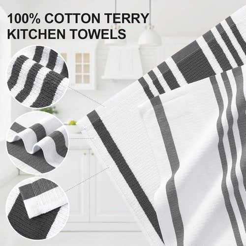 Homaxy Premium Kitchen Towels - Highly Absorbent Cotton Dish Towels, 18”x28”, 6 Pack in Black