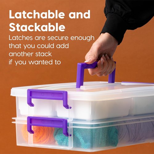 IRIS USA Craft Storage Container - 9 Qt. Clear Plastic Bin with Lids | Stackable & Portable Organizer for Art & Office Supplies