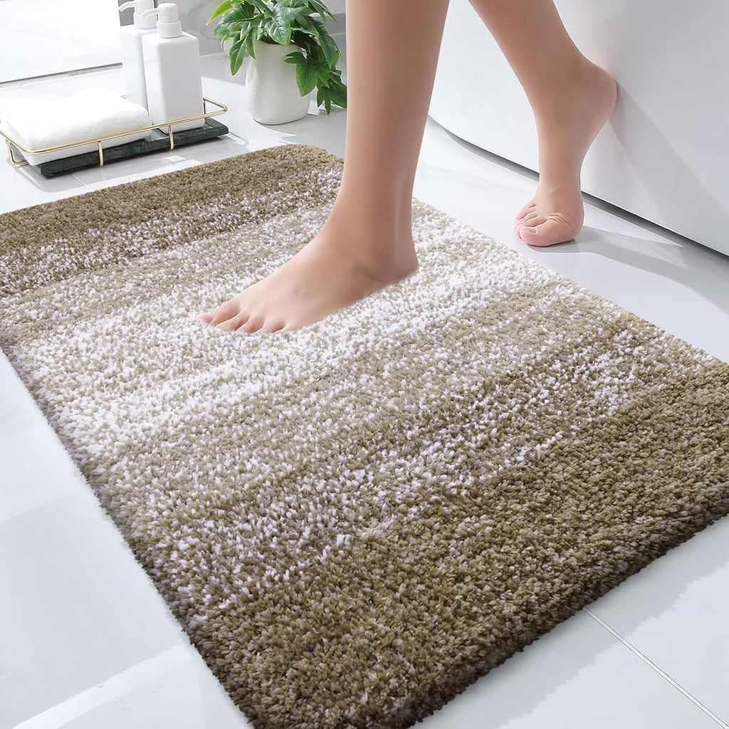 OLANLY Large Bathroom Rug Mat - Extra Soft Microfiber, Quick Dry & Machine Washable | 44x32 Coffee Color