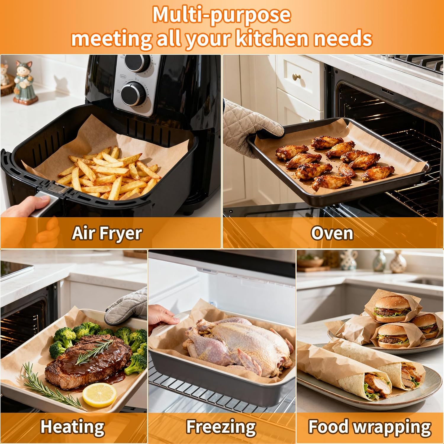 YUANYE Parchment Paper Baking Sheets - 400PCS Unbleached Precut Non-Stick 12"x16" for Oven & Air Fryer