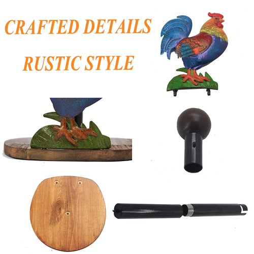 Rooster Paper Towel Holder Rooster Kitchen Decor Chicken Decor for Kitchen Roosters Farmhouse Paper Towel Holder Countertop Rustic Wood Base Paper Towel Stand