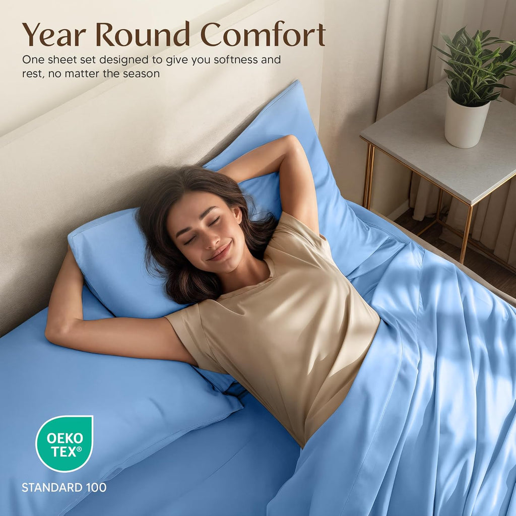 Utopia Bedding Full Size Sheet Set - Soft, Breathable Microfiber, 4-Piece in Dutch Blue | Oeko-Tex Certified