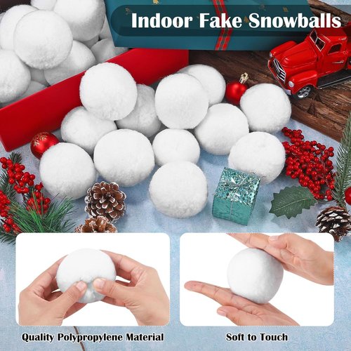 Cooraby 15-Piece Artificial Snowball Set - 2.6 Inch Realistic Snowballs for Indoor Winter Fun