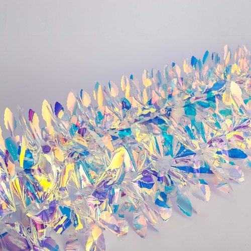 Iridescent Hanging Decorations - 6ft Shiny Foil Garland for Christmas, Weddings & Parties