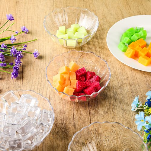 Zeyune 12 Pcs Plastic Serving Bowls 12oz Crystal Plastic Decorative Food Mini Candy Dishes Snack Salad Bowl for Wedding Birthday Party Nut Fruit Candy Dessert Ice Cream