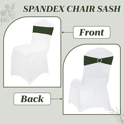 MDS Spandex Chair Sashes - Universal Fit Stretch Bands with Buckle for Weddings | Olive Green, Pack of 200