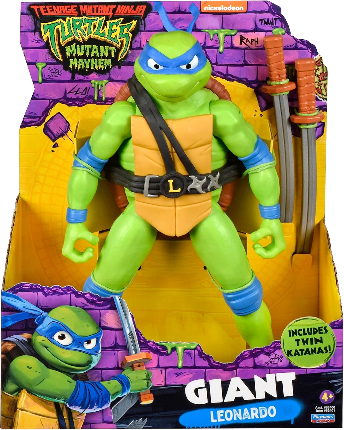 Playmates Toys Teenage Mutant Ninja Turtles 12” Giant Leonardo Figure - Perfect for Collectors