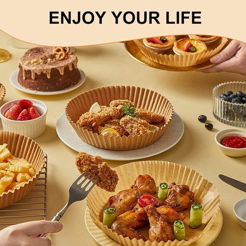 Air Fryer Paper Liners - 125 Pcs Disposable Oilproof Parchment Baking Liners | 6.5 Inch Round